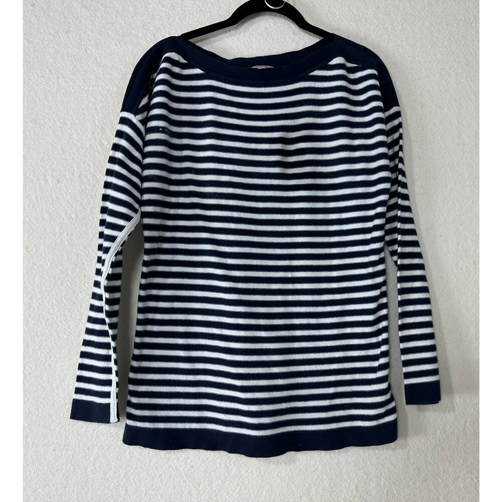 Gap Striped Sweater Cotton Navy White Women's Size M Preppy